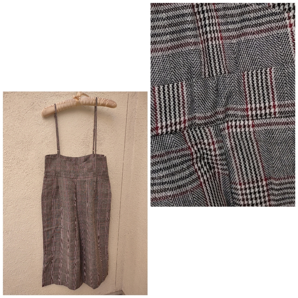 Blush Plaid High Waisted Suspender Overalls Pants Retro 90s Y2K Tartan Large
